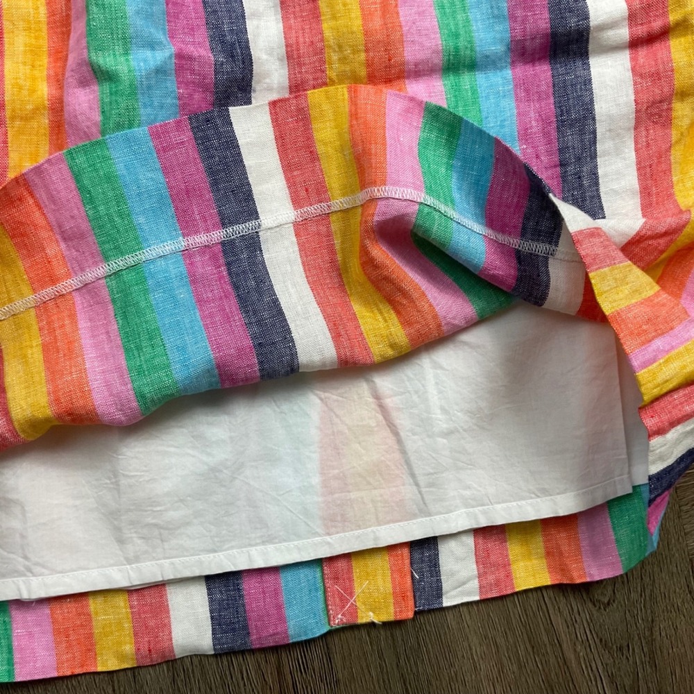 NWT J.Crew Linen Stripe Lined Pocket Skirt Small Multicolor Preppy Boho Classic - Picture 5 of 8